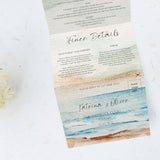 Concertina Seascape Invitation | Perforated Postcard RSVP | Destination Wedding | Beach Wedding | Folded Invitations | Try Fold Invitation