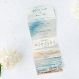 Concertina Seascape Invitation | Perforated Postcard RSVP | Destination Wedding | Beach Wedding | Folded Invitations | Try Fold Invitation