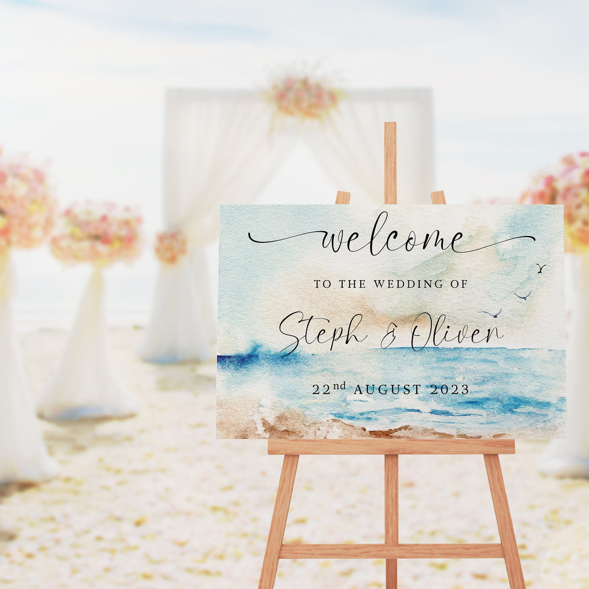 Wedding Welcome Sign, Table Plan, A1, A2, Seascape Design, Beach Wedding, Destination Wedding, Wedding Decor, Aisle Decor.