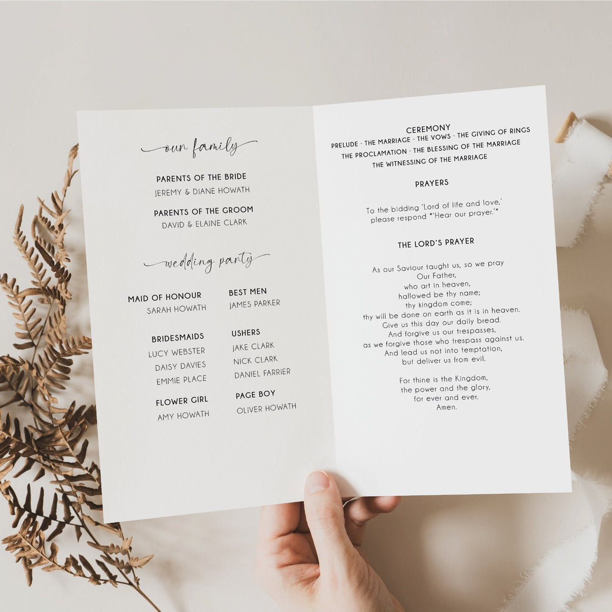 Wedding Order Of Service, 4 Page, Seascape Design, A5, Wedding Schedule, Wedding Programs, Wedding Booklet, Beach Wedding, Destination.