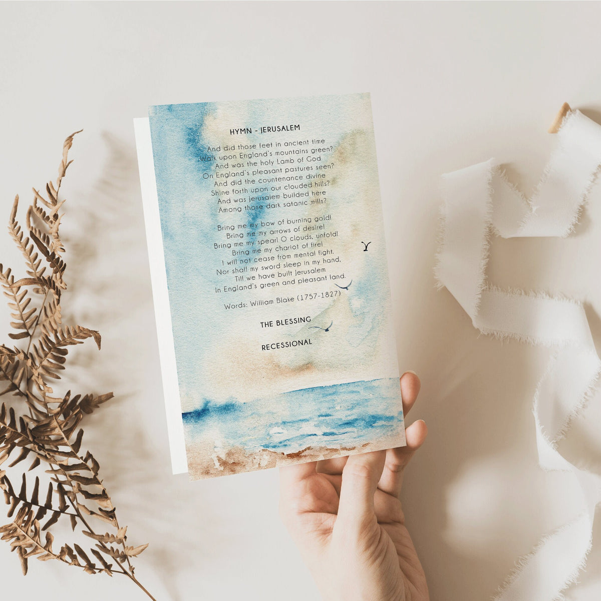 Wedding Order Of Service, 4 Page, Seascape Design, A5, Wedding Schedule, Wedding Programs, Wedding Booklet, Beach Wedding, Destination.