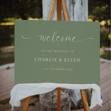 Sage Wedding Welcome Sign, A1 Wedding Sign, Calligraphy Wedding Signage, Personalised Modern Welcome Sign, Wedding Decor, Aisle Decor.