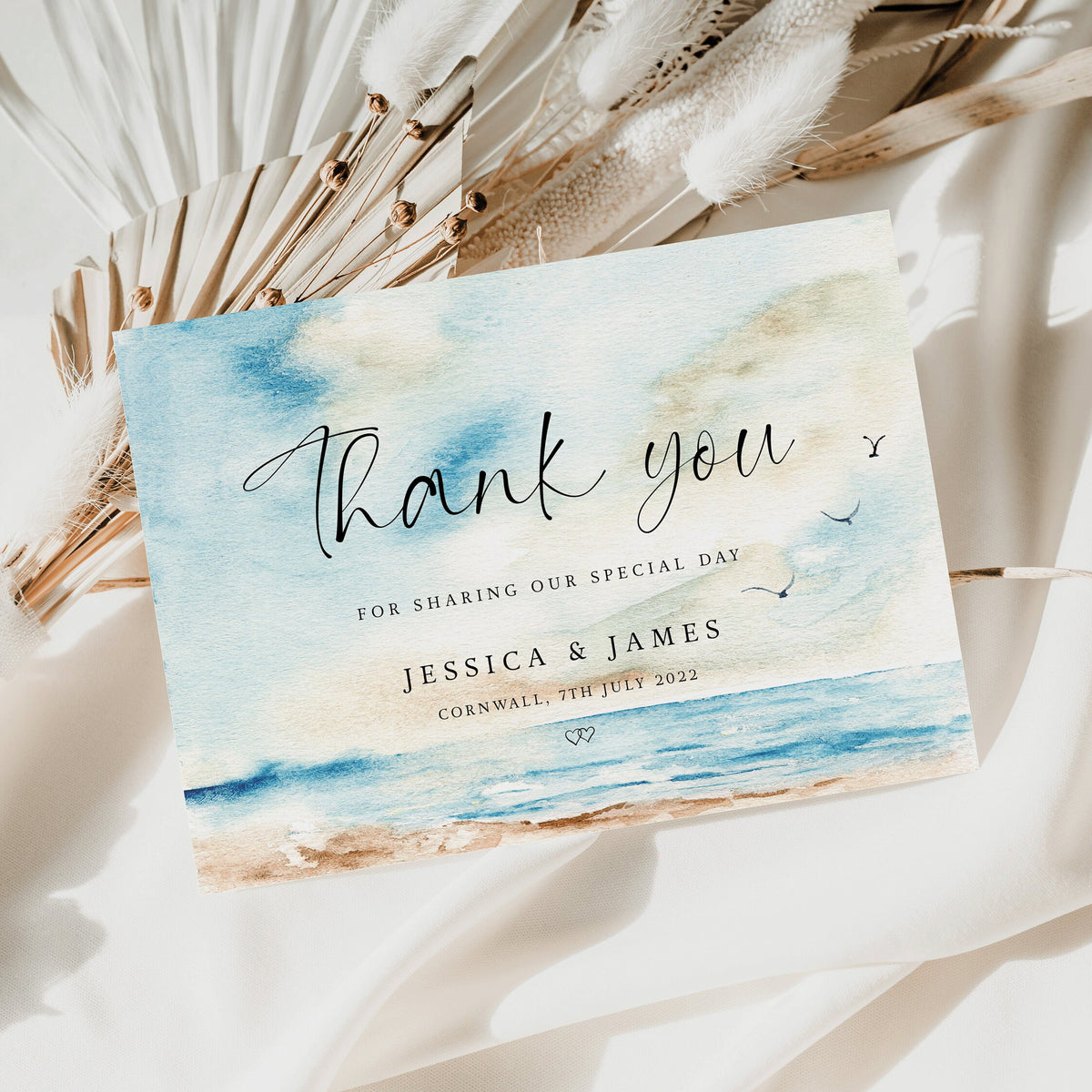Personalised Seascape Wedding Thank You Card, Wedding Thank You Cards, Photo Cards, Personalised Cards, Beach Wedding, Destination Wedding.