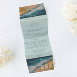 Beachcomber Concertina Seascape Wedding Invitation, Postcard Perforated RSVP, Destination Wedding, Beach Wedding, Tri Fold Invite, Coastal.