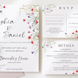 Wildflower Wedding Invitation Suite Poppy, Pressed Flowers, Blush Wedding Invites, Vellum Jackets, Save the Date, Wax Seals, Floral Wedding.