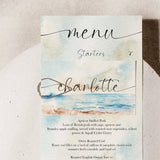 Seascape Wedding Menu Card With Name Tag, Beach Wedding Menu, Wedding Menu With Place Name, Wedding Place Names, Wedding Place Setting.