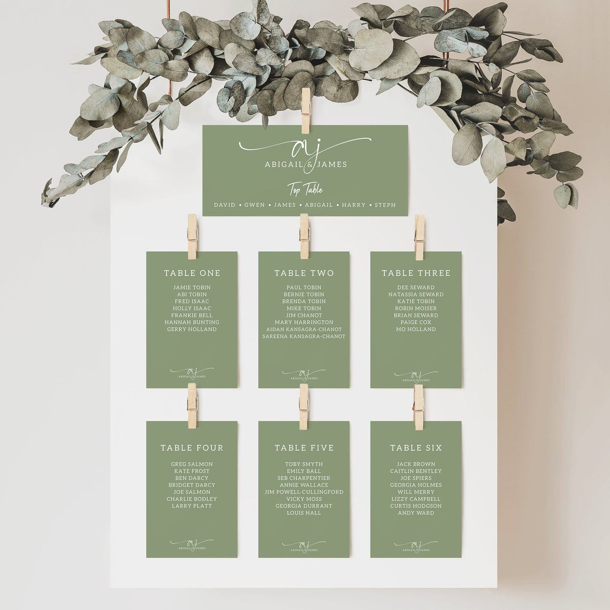 Sage Green Wedding Table Plan Cards, Seating Plan Cards, Wedding Seating Plan, Wedding Logo Seating Chart, Wedding Table Decor