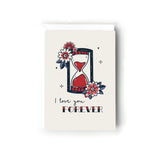 I Love You Forever Valentines Card, Retro Old Tattoo Style Card, Card for Wife, For Husband, For Boyfriend, Simple Valentines Day Card.