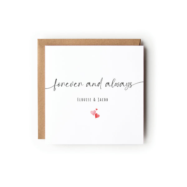 Forever And Always, Personalised Valentines Card, Card for Wife, For Husband, For Boyfriend, Simple Valentines Day Card.