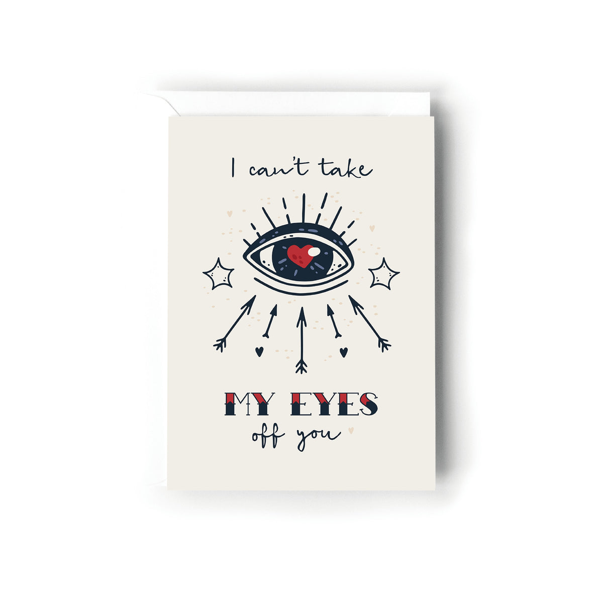I Can't Take My Eyes Off You, Valentines Day Card, Retro Old Tattoo Style Card, Card for Wife, For Husband, For Boyfriend, Simple Valentines
