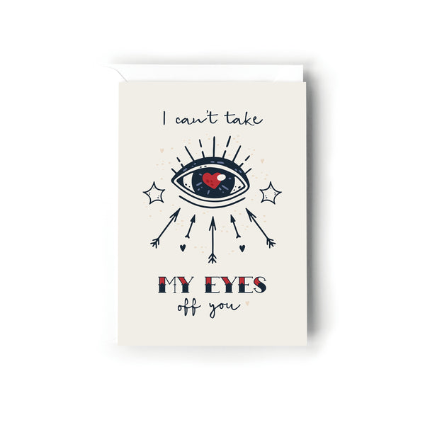 I Can't Take My Eyes Off You, Valentines Day Card, Retro Old Tattoo Style Card, Card for Wife, For Husband, For Boyfriend, Simple Valentines