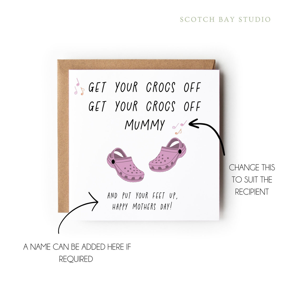 Personalised Croc Card, Happy Mother’s Day Card, Mother’s Day Card, Mum Nanny Step-Mum Great-Nan Mothers Day Card, Step Mum Card.