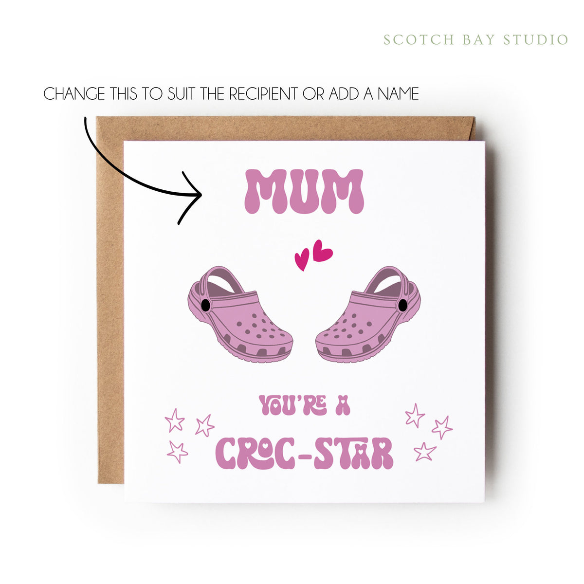 Personalised Croc Card, Happy Mother’s Day Card, Mother’s Day Card, Mum Nanny Step-Mum Great-Nan Mothers Day Card, Step Mum Card.