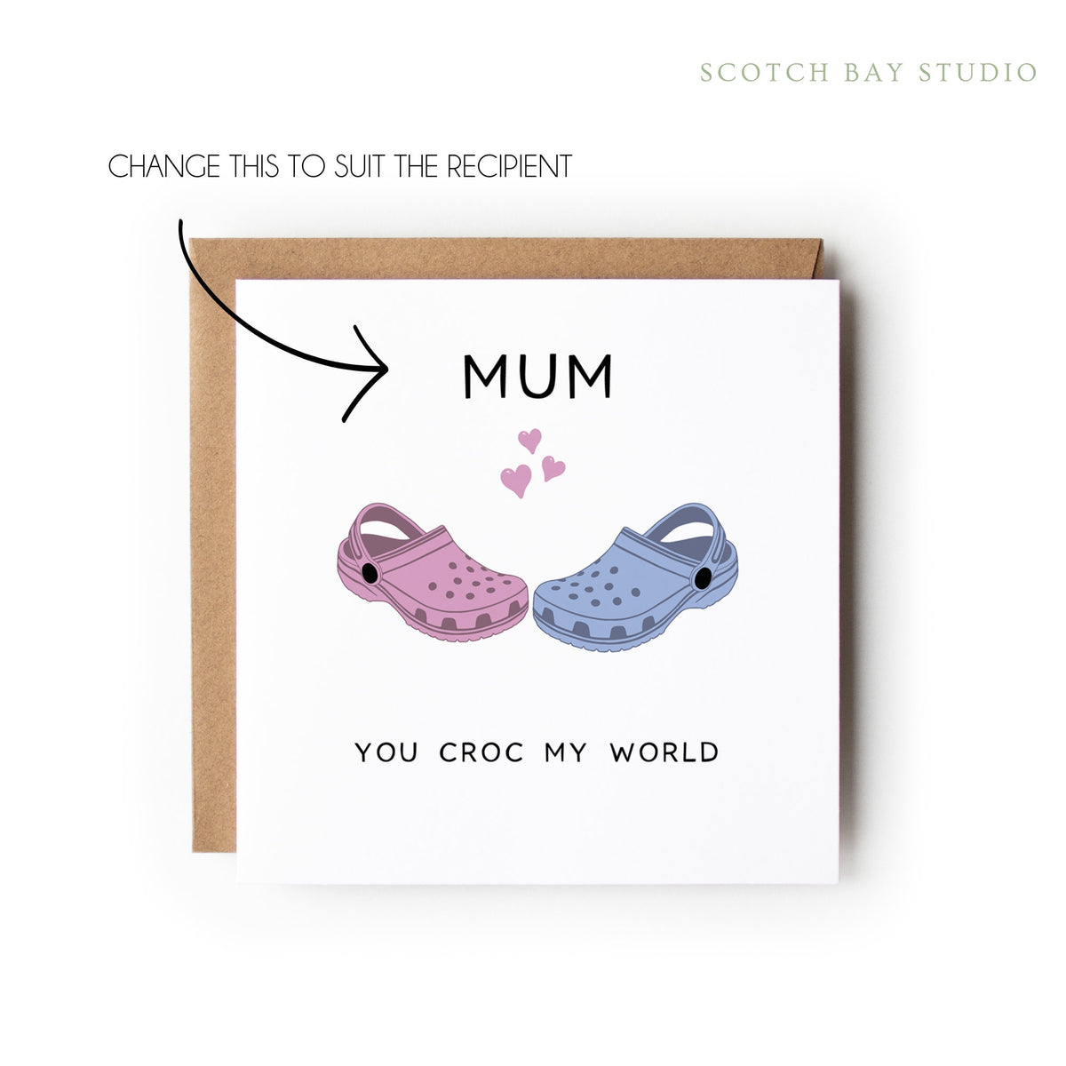 Personalised Croc Card, Happy Mother’s Day Card, Mother’s Day Card, Mum Nanny Step-Mum Great-Nan Mothers Day Card, Step Mum Card.