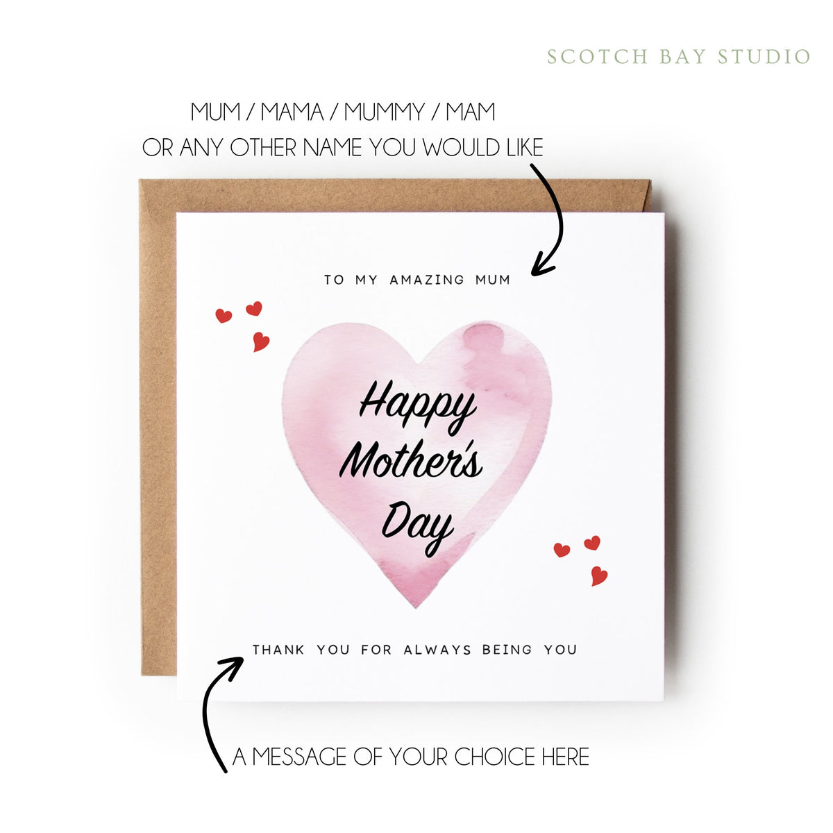 Happy Mother’s Day Card, Mother’s Day Card, Mum Nanny Step-Mum Great-Nan Mothers Day Card, Step Mum Card, Personalised Mothers Day Card.