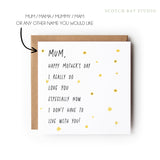 Funny Mother's Day, Happy Mother’s Day Card, Mother’s Day Card, Mum Nanny Step-Mum Great-Nan Mothers Day Card, Step Mum Card.