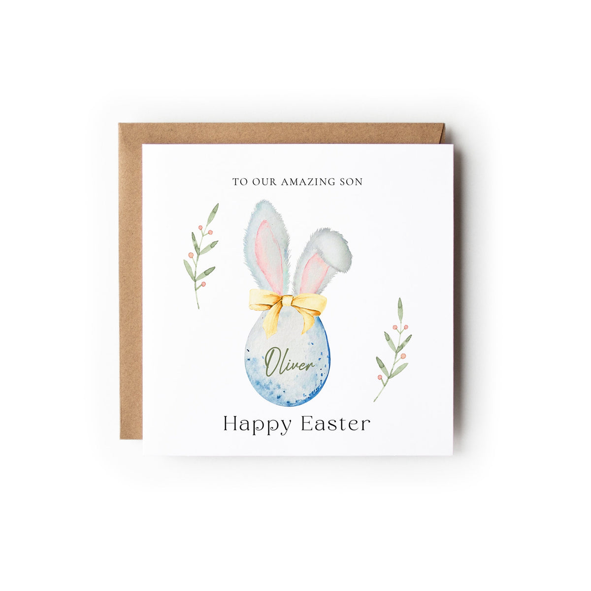 Personalised Easter Card, Nephew Easter Card, Godson, Grandson, Bunny Ears, Easter Egg, Happy Easter.