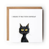 Cat Birthday Card, Black Cat, Funny Cat Card, Greeting Card, Birthday Card, Card for Cat Lover, Card For Her, Card For Him, Cat.