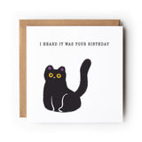 Cat Birthday Card, Black Cat, Funny Cat Card, Greeting Card, Birthday Card, Card for Cat Lover, Card For Her, Card For Him, Cat.