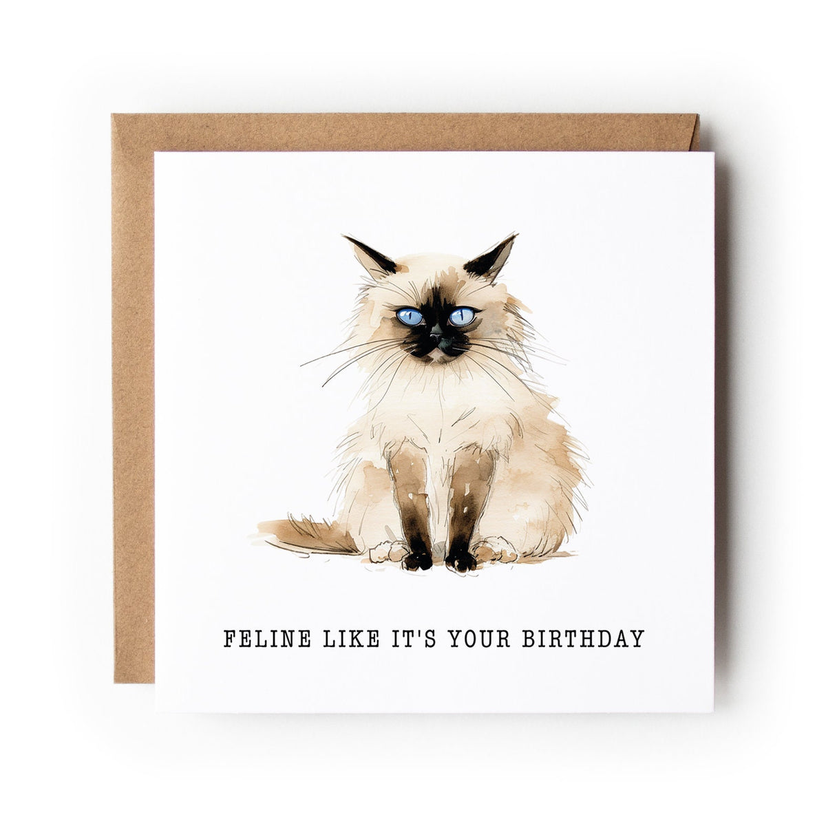 Cat Birthday Card, Funny Cat Card, Greeting Card, Birthday Card, Card for Cat Lover, Card For Her, Card For Him, Birman Cat