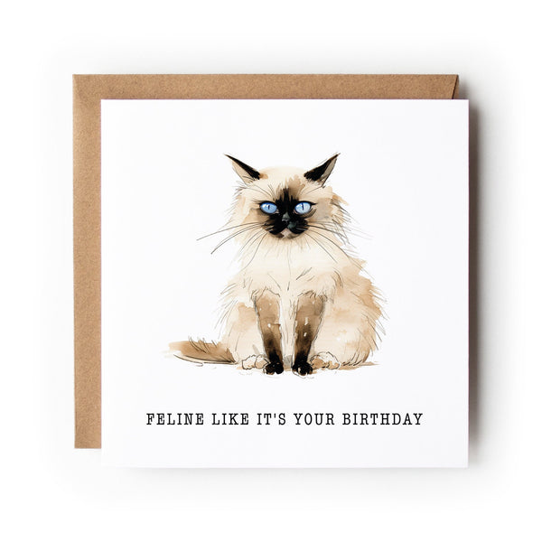 Cat Birthday Card, Funny Cat Card, Greeting Card, Birthday Card, Card for Cat Lover, Card For Her, Card For Him, Birman Cat