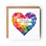 Thanks Rainbow Heart Card, Thank You Card, Rainbow Card