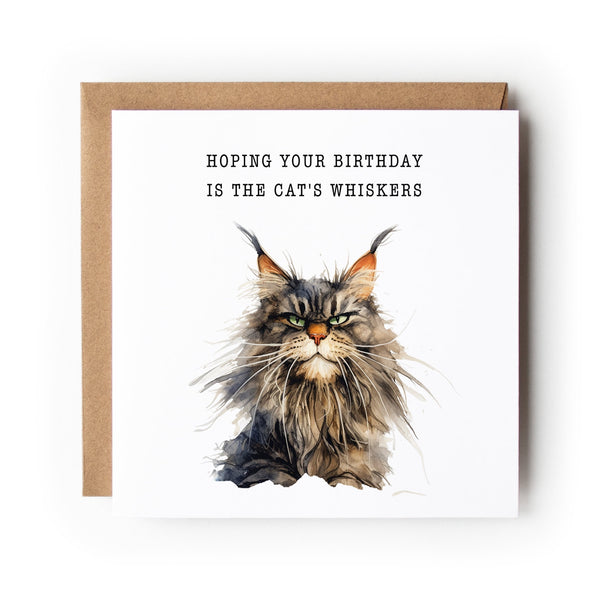 Cat Birthday Card, Funny Cat Card, Greeting Card, Birthday Card, Card for Cat Lover, Card For Her, Card For Him, Maine Coon Cat