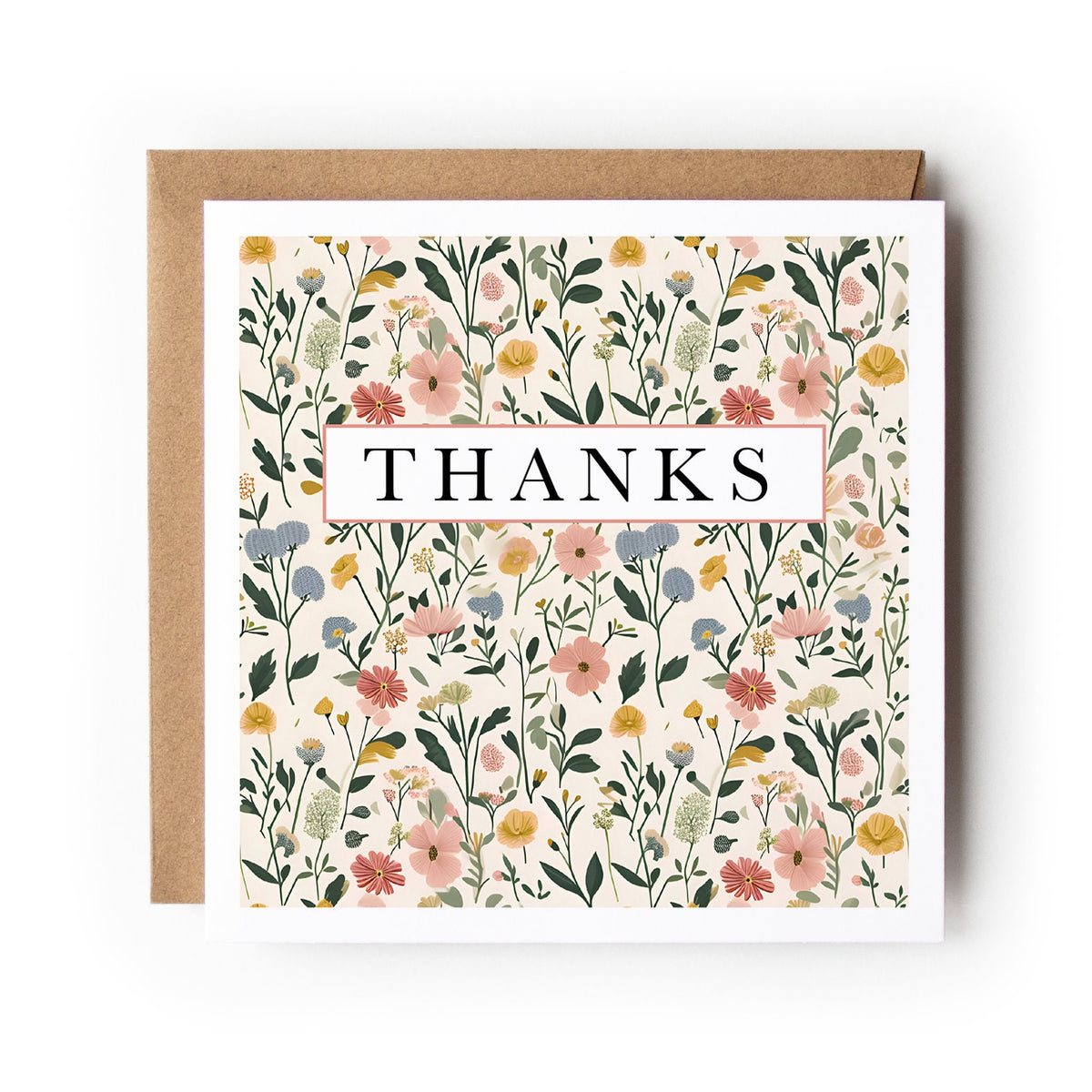 Floral Thank You Card, Thanks Card