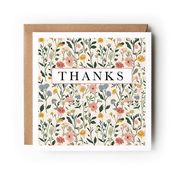 Floral Thank You Card, Thanks Card