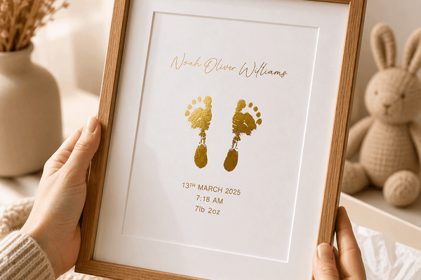 Personalised gold foil baby hand and footprint keepsake print