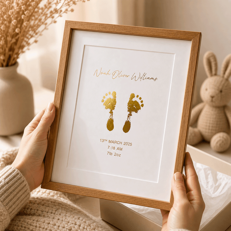Personalised gold foil baby hand and footprint keepsake print