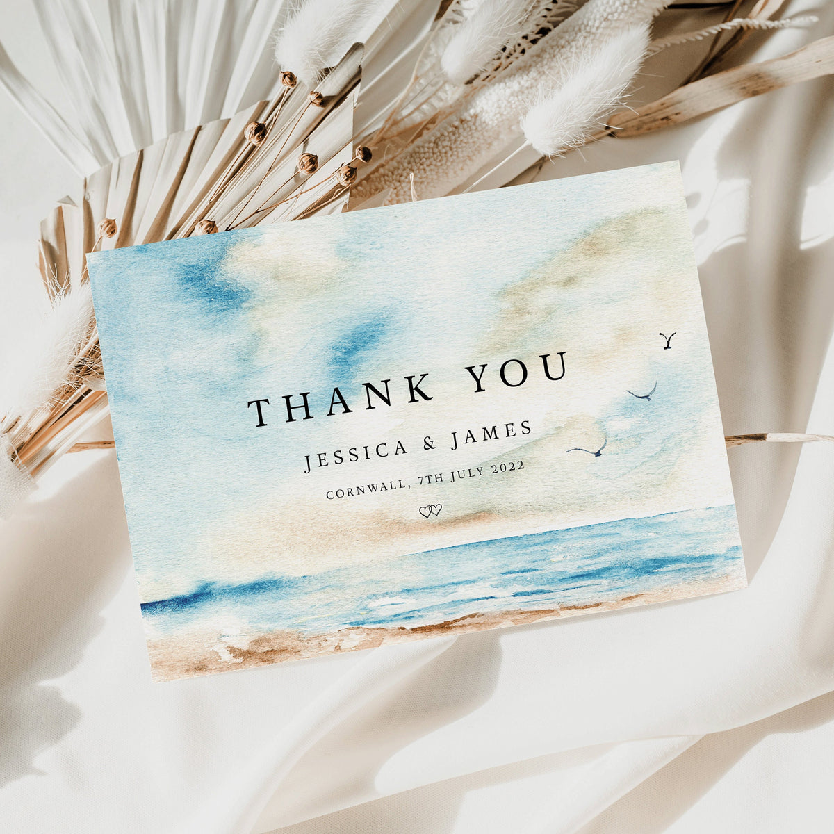Personalised Seascape Wedding Thank You Card, Wedding Thank You Cards, Photo Cards, Personalised Cards, Beach Wedding, Destination Wedding.