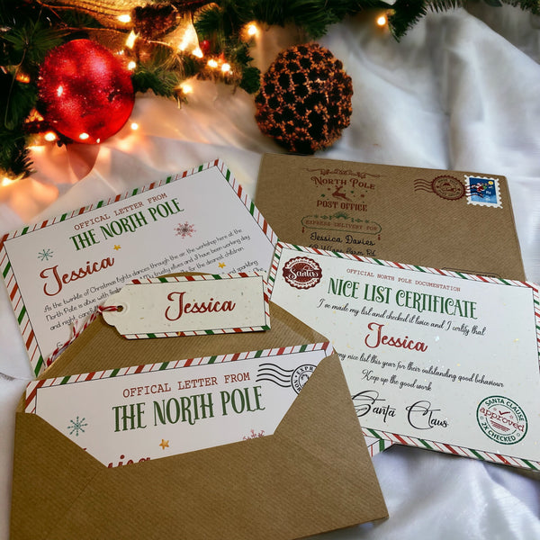 Personalised Letter From Santa, Father Christmas Letter, Nice List Certificate, Stocking Filler, North Pole Letter.