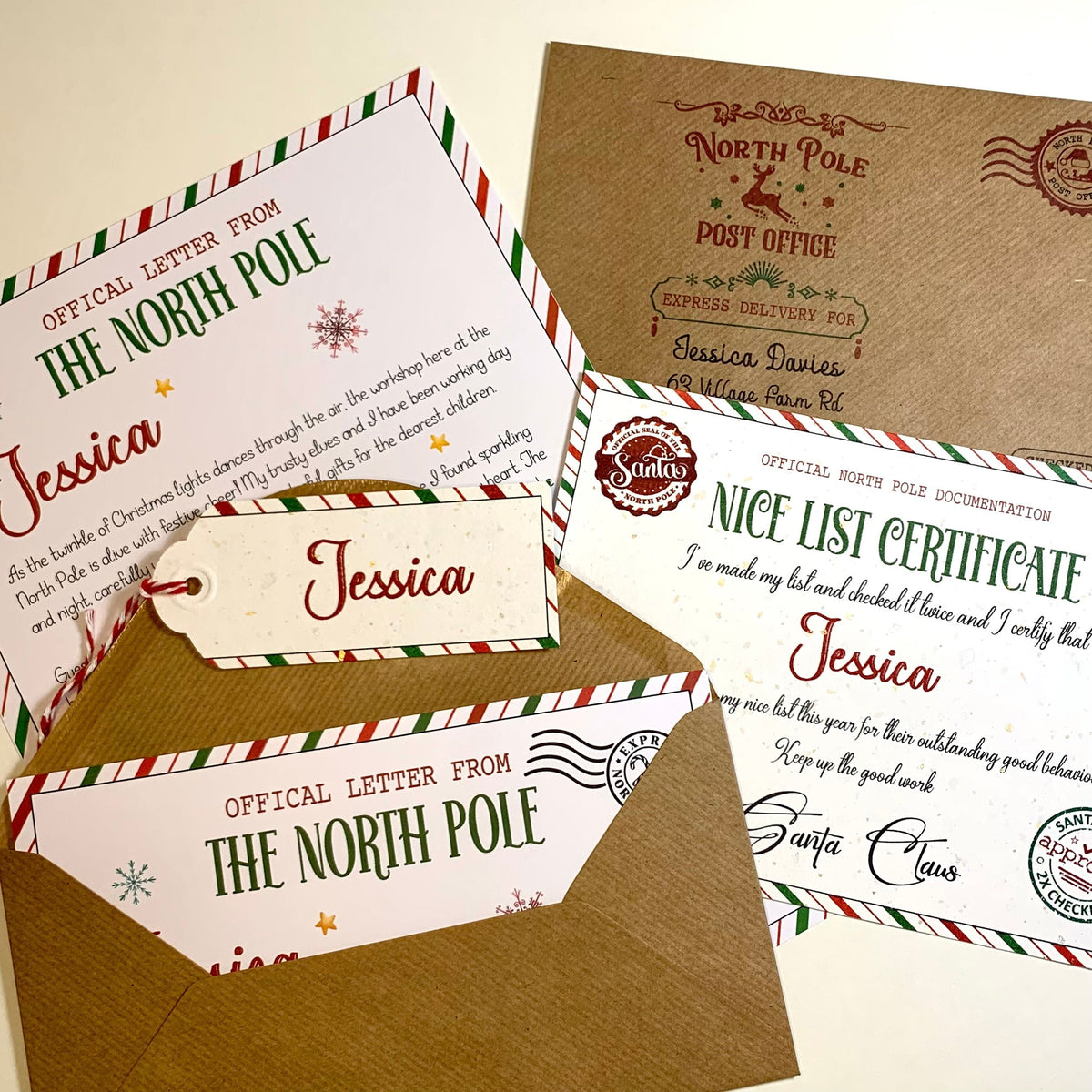 Personalised Letter From Santa, Father Christmas Letter, Nice List Certificate, Stocking Filler, North Pole Letter.