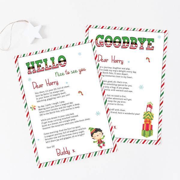 Personalised Elf Letter, Elf Arrival / Departure Letter & Envelope Set, Elf Announcement Set, Stocking Filler, North Pole Letter,