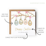 Personalised Easter Card for Family, Cerdyn Pasg Cymraeg Personol i Deulu