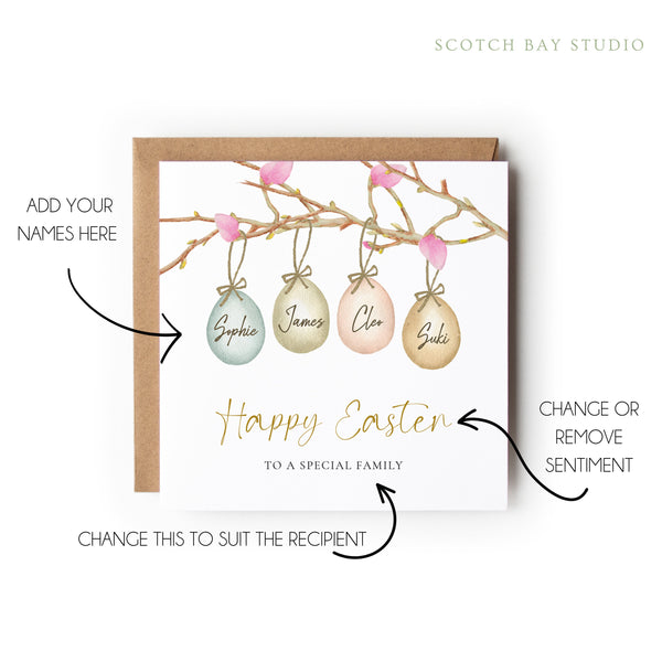 Personalised Easter Card for Couple, Cerdyn Pasg Cymraeg Personol i Gwpl