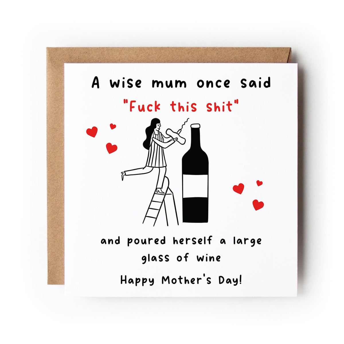 Personalised Mother's Day Card: Funny Wine Mum Design