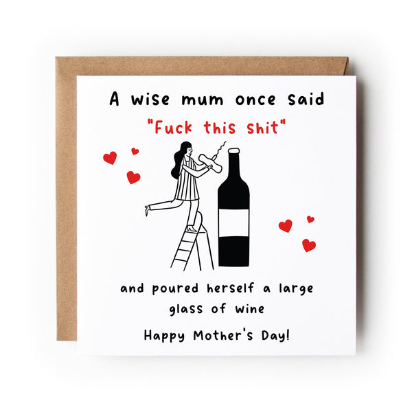 Personalised Mother's Day Card: Funny Wine Mum Design