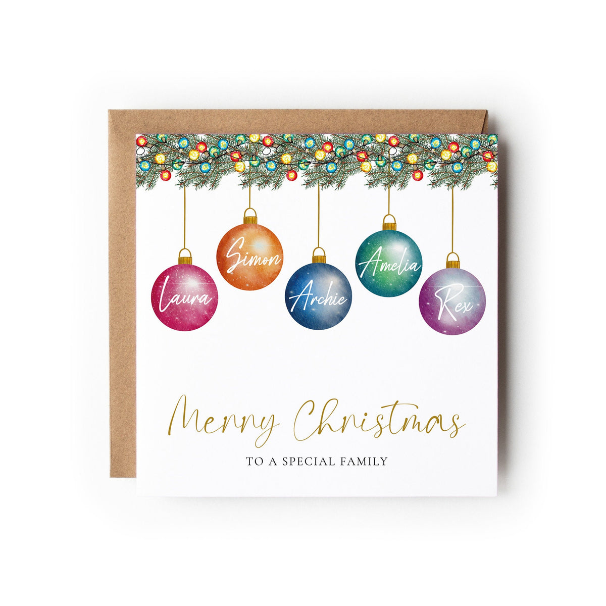 Personalised Christmas Card, Card For Special Family, Christmas Card, Bauble Card, Xmas Cards, Family Christmas Card. Family Christmas Card.