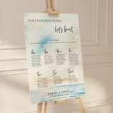 Seascape Wedding Table Plan: Coastal Watercolour Design