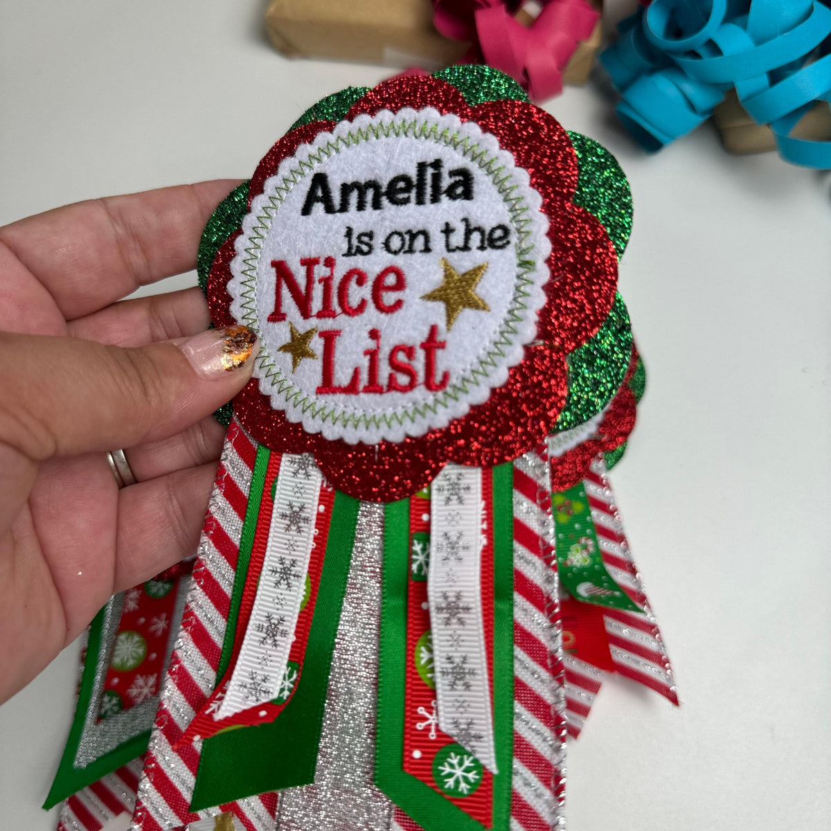 Nice List Embroidered Badge, Santa Badge, Nice List, Naughty List, Christmas Badge, Christmas Eve Box, Reusable Nice List Badge, Elf Gift.