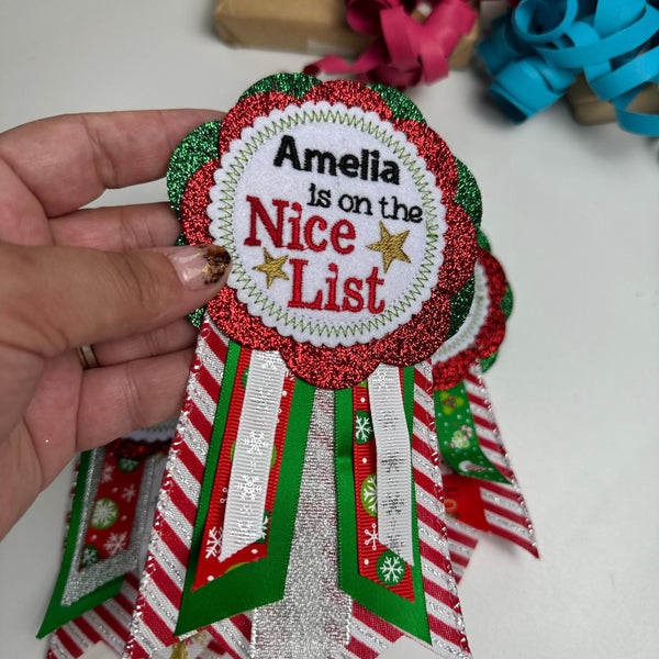 Nice List Embroidered Badge, Santa Badge, Nice List, Naughty List, Christmas Badge, Christmas Eve Box, Reusable Nice List Badge, Elf Gift.