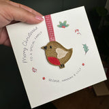 Special Family Christmas Card, Embroidered Robin Tree Decoration, Christmas Keepsake, Robin Christmas Card, Special Family, Special Couple
