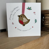 Special Family Christmas Card, Embroidered Robin Tree Decoration, Christmas Keepsake, Robin Christmas Card, Special Family, Special Couple