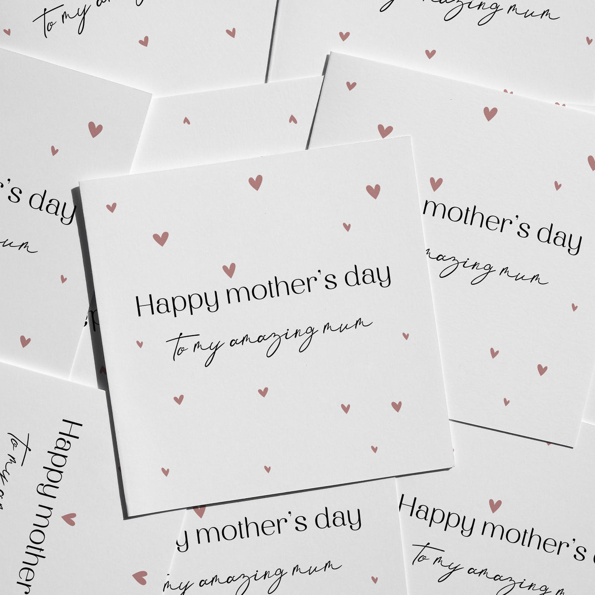 Heartfelt Mother's Day Card: Hand-Drawn Hearts, Elegant Design