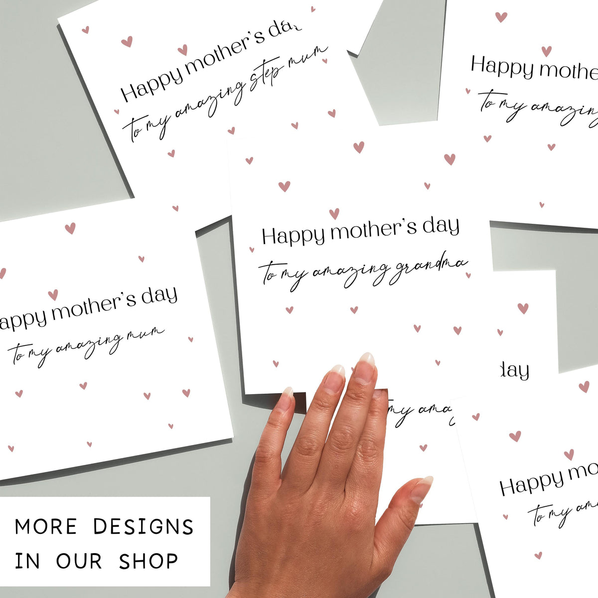 Heartfelt Mother's Day Card: Hand-Drawn Hearts, Elegant Design