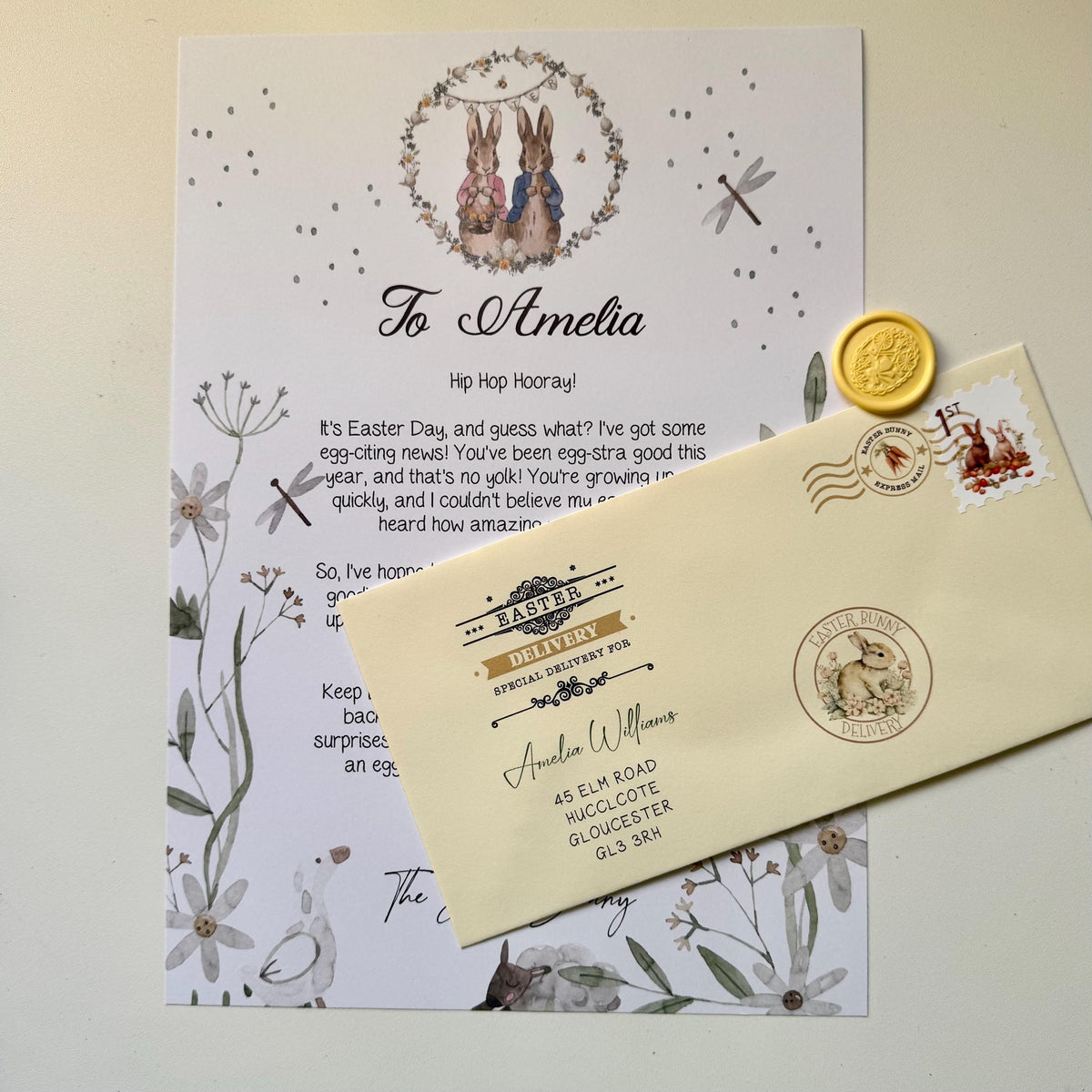 Personalised Easter Bunny Letter, Letter from the Easter Bunny, Easter Rabbit Certificate, Easter Keepsake Gift, Easter Gift, Easter Gift.