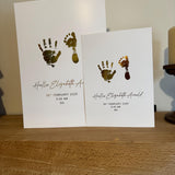 Personalised Baby Hand & Footprint Gold Foil Print, New Baby Keepsake Gift, Birth Announcement Print, Nursery Wall Art, Grandparent Gift.