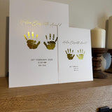 A5 Personalised Baby Hand & Footprint Gold Foil Print, New Baby Keepsake Gift, Birth Announcement Print, Free Ink Kit, Nursery Wall Art